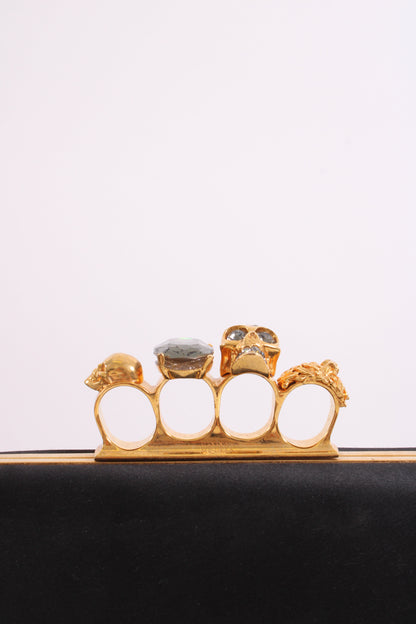 Alexander McQueen Satin Knuckle Clutch Black | O/S, Multicoloured