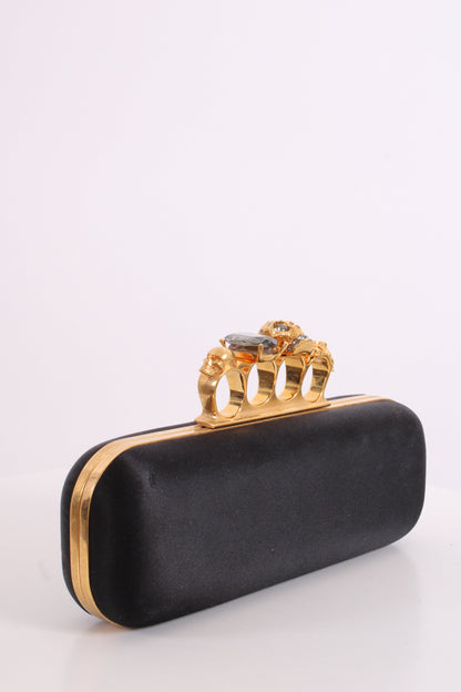 Alexander McQueen Satin Knuckle Clutch Black | O/S, Multicoloured