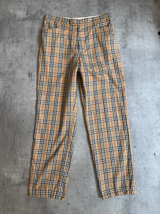 1980s Burberry Nova Check Print Tailored Trousers