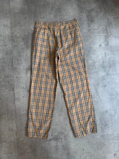 1980s Burberry Nova Check Print Tailored Trousers