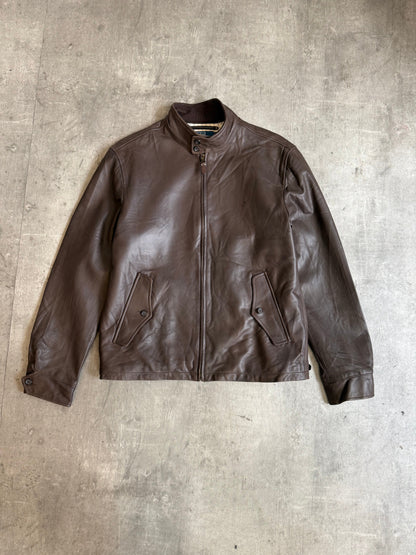 Polo Ralph Lauren Houndstooth Lined Brown Suede Bomber Jacket
