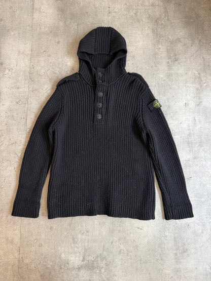 A/W 2003 Stone Island Ruched Detail Patch Sleeve Knit Pullover
