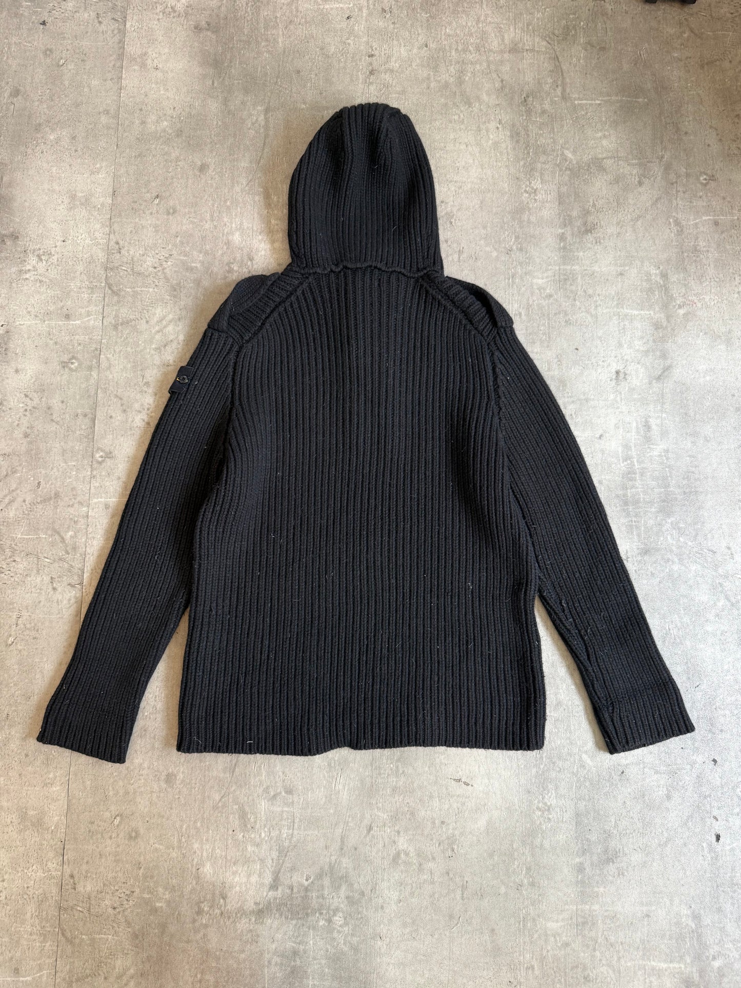 A/W 2003 Stone Island Ruched Detail Patch Sleeve Knit Pullover