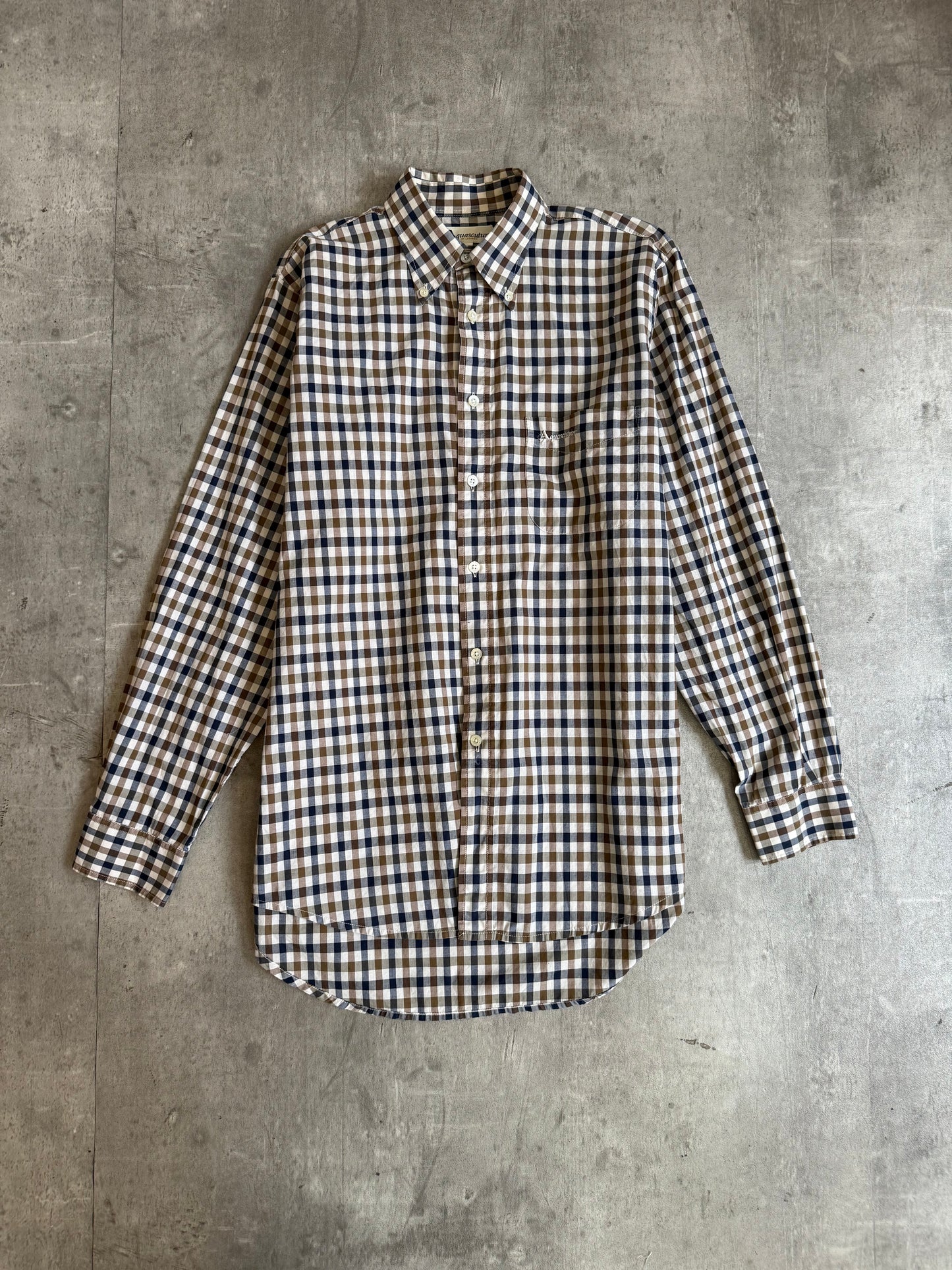Aquascutum Classic Gingham Check Button Down LS Shirt