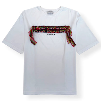 LANVIN CURB LOGO T-SHIRT WHITE / RED L | Large, Red