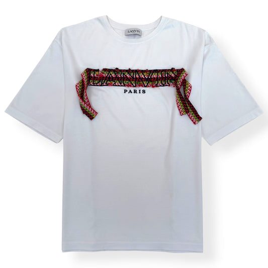 LANVIN CURB LOGO T-SHIRT WHITE / RED L | Large, Red