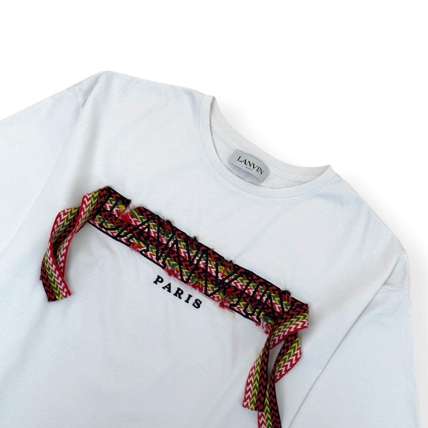 LANVIN CURB LOGO T-SHIRT WHITE / RED L | Large, Red