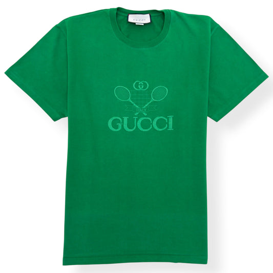 GUCCI TENNIS LOGO T-SHIRT GREEN L | Large, Green