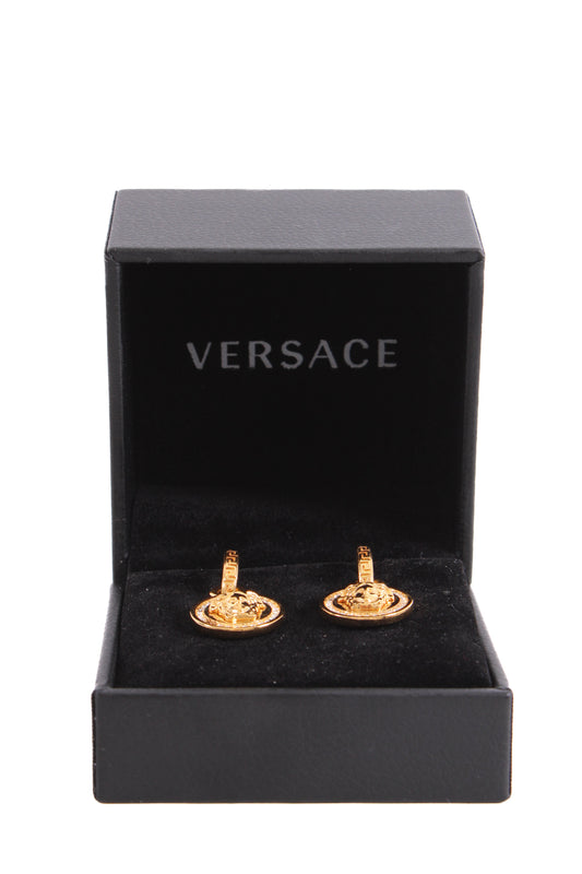 Versace Greca & Medusa Drop Earrings Gold Colour | O/S, Gold