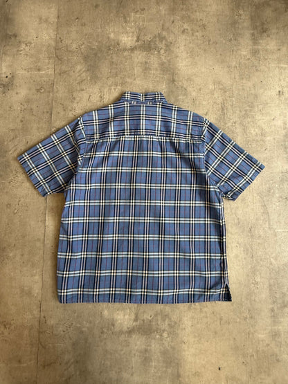 Burberry Blue Nova Check Print Button Down SS Shirt