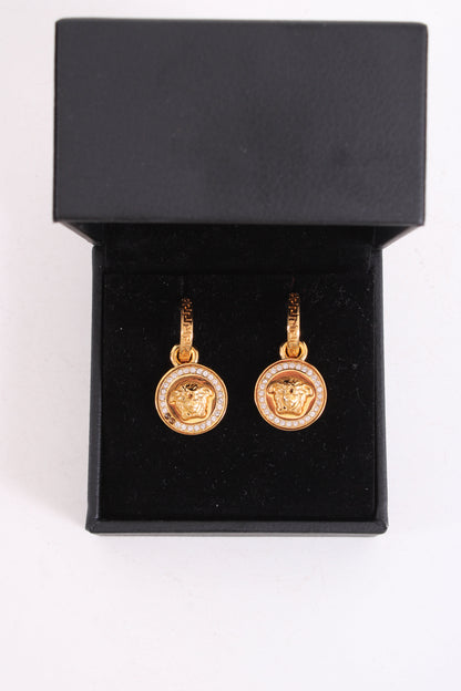 Versace Greca & Medusa Drop Earrings Gold Colour | O/S, Gold
