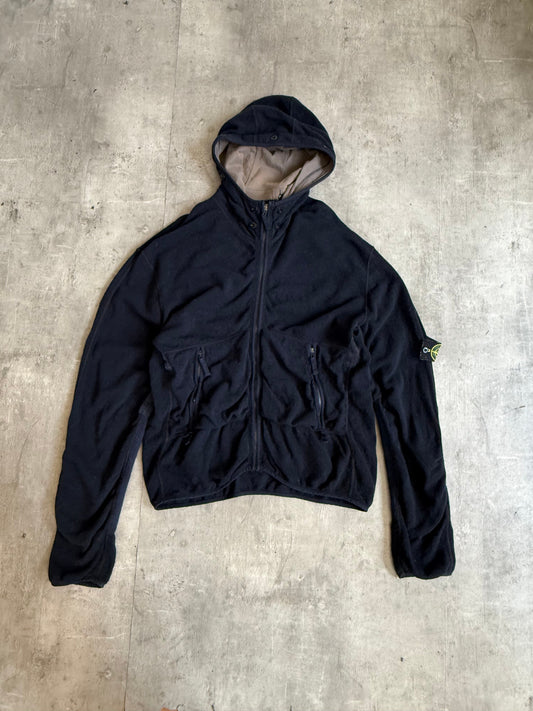 A/W 2006 Stone Island Black Rib Knit Hooded Pullover