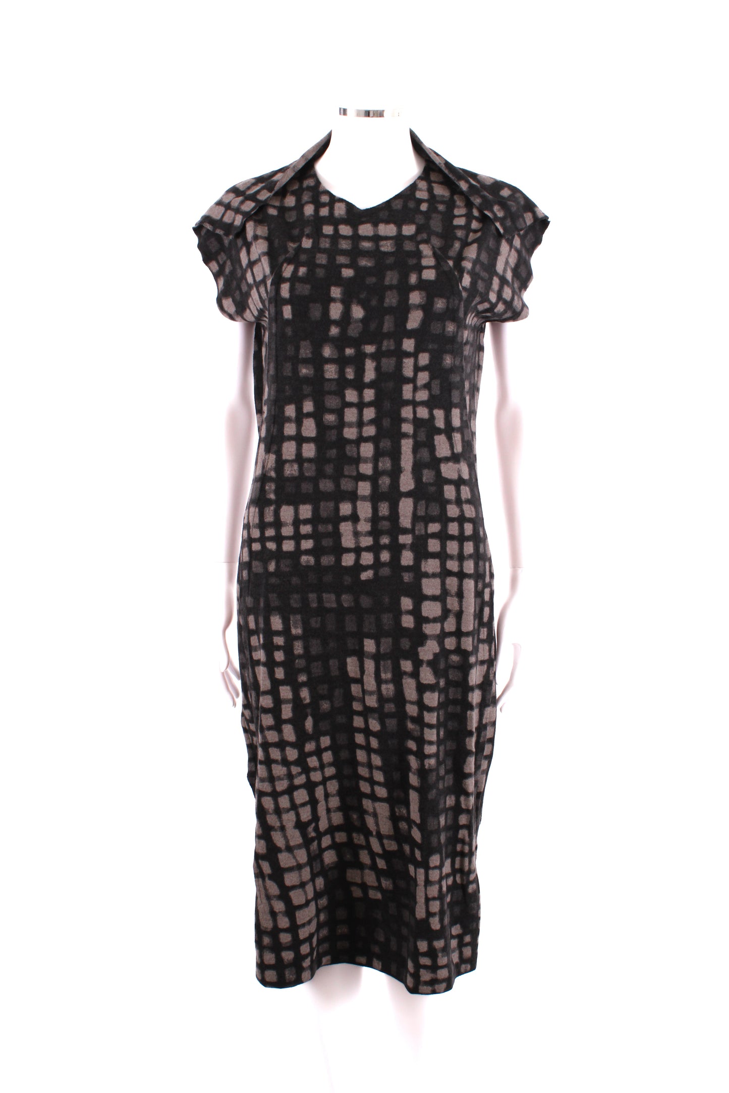 Bottega Veneta S/S Grid Print Dress Black/ Grey 14 | O/S, Black