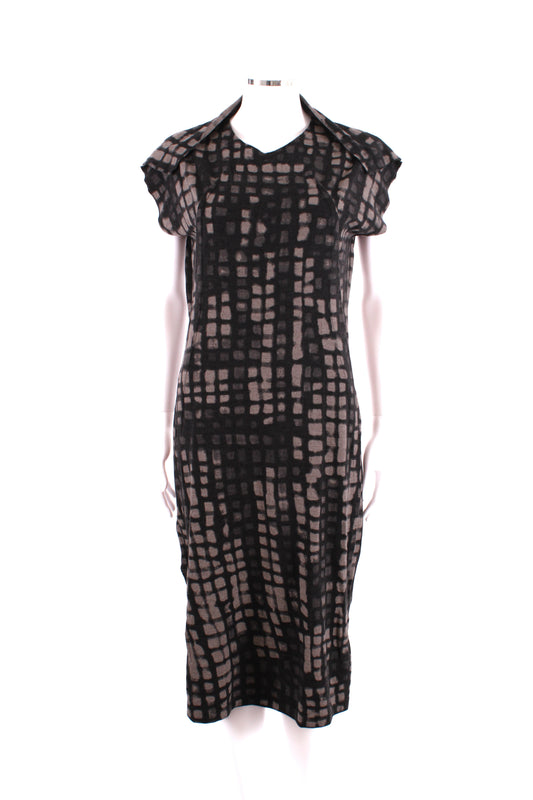 Bottega Veneta S/S Grid Print Dress Black/ Grey 14 | O/S, Black