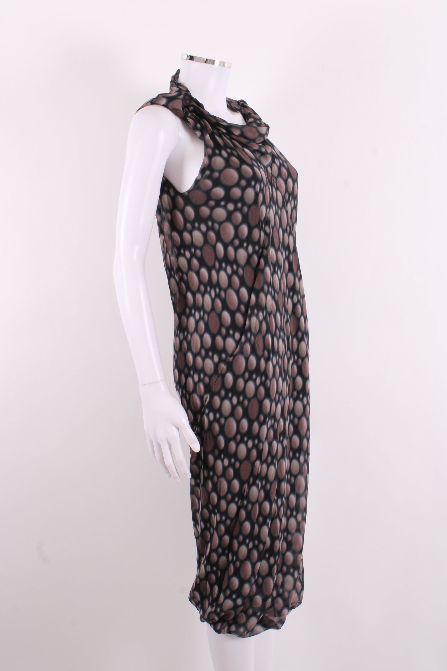 Rick Owens S/S Dot Print Dress Taupe/ Black 12 | O/S, Black