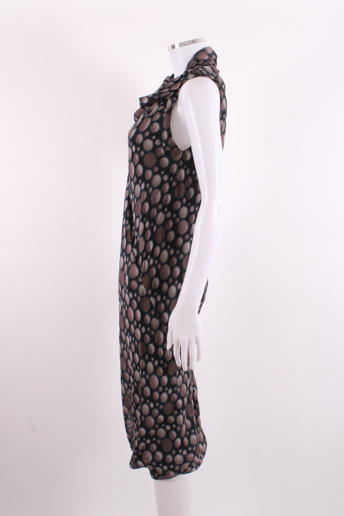 Rick Owens S/S Dot Print Dress Taupe/ Black 12 | O/S, Black