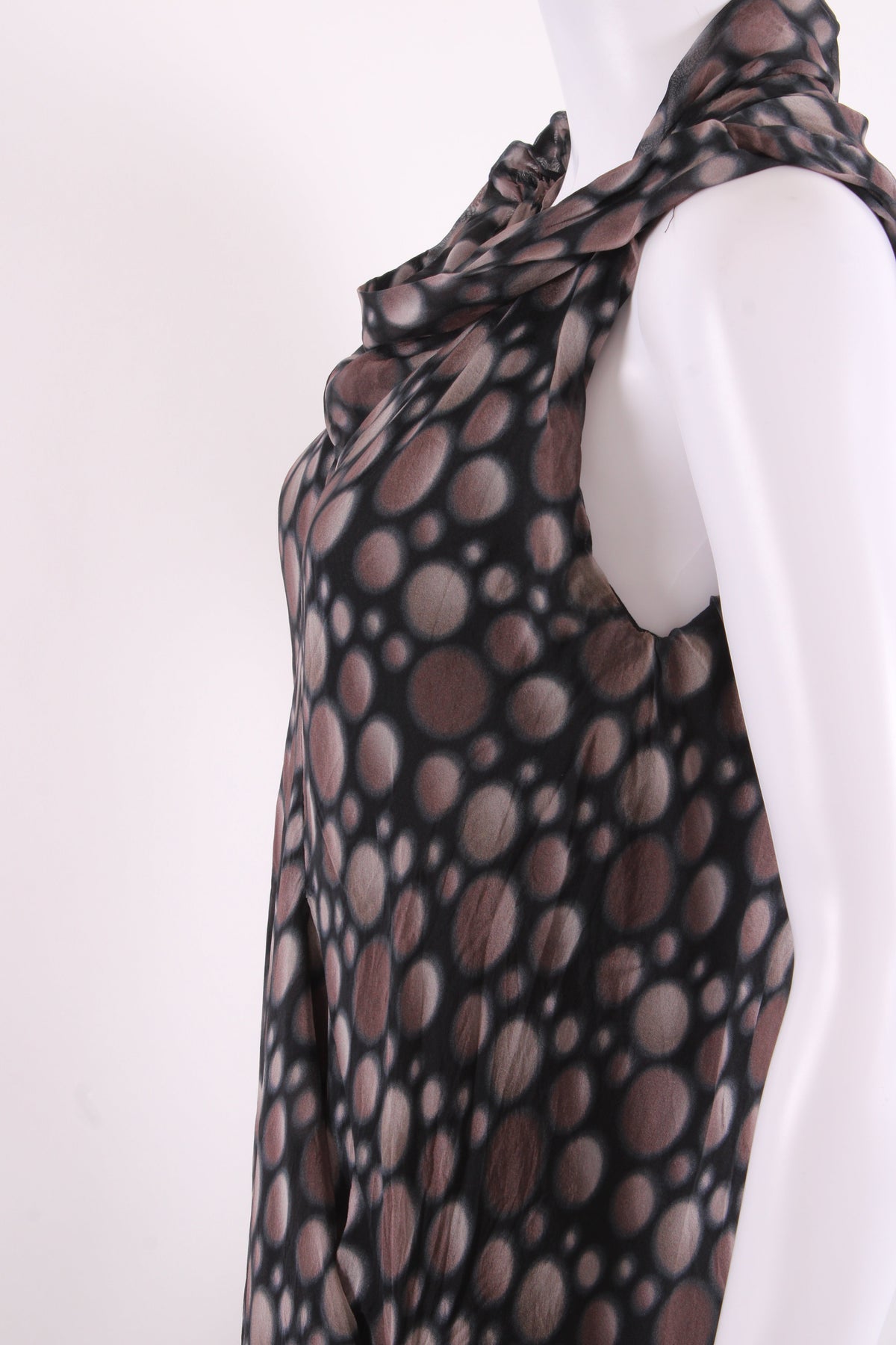 Rick Owens S/S Dot Print Dress Taupe/ Black 12 | O/S, Black
