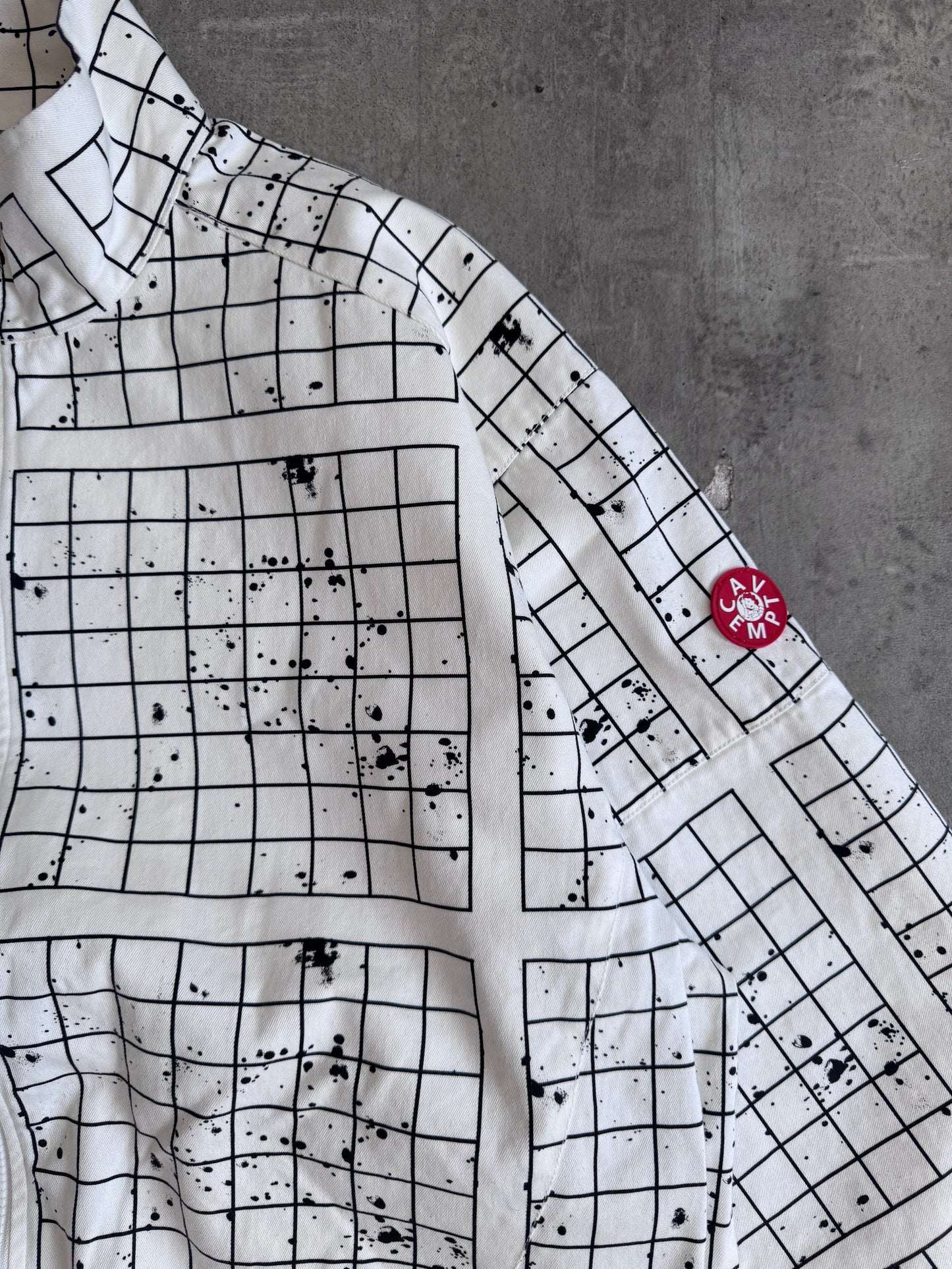 Cav Empt Paneled Splatter Grid Zip Jacket | Extra Large, Multicoloured