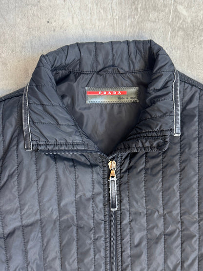 Prada Sport Washed Black Quilted Hybrid Jacket