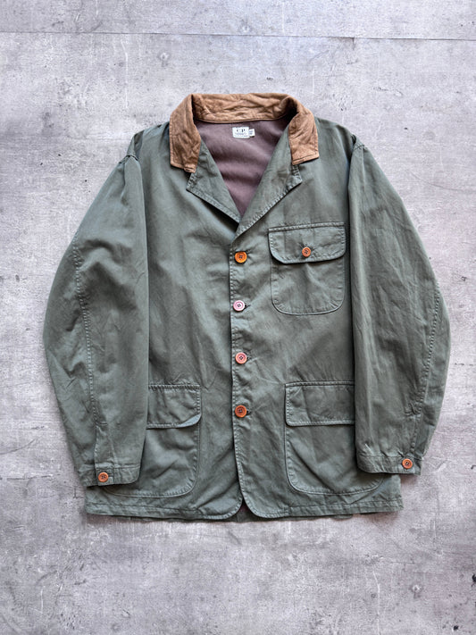 S/S1992 C.P. Company Green Suede Collar Hunting Jacket | Large, Green