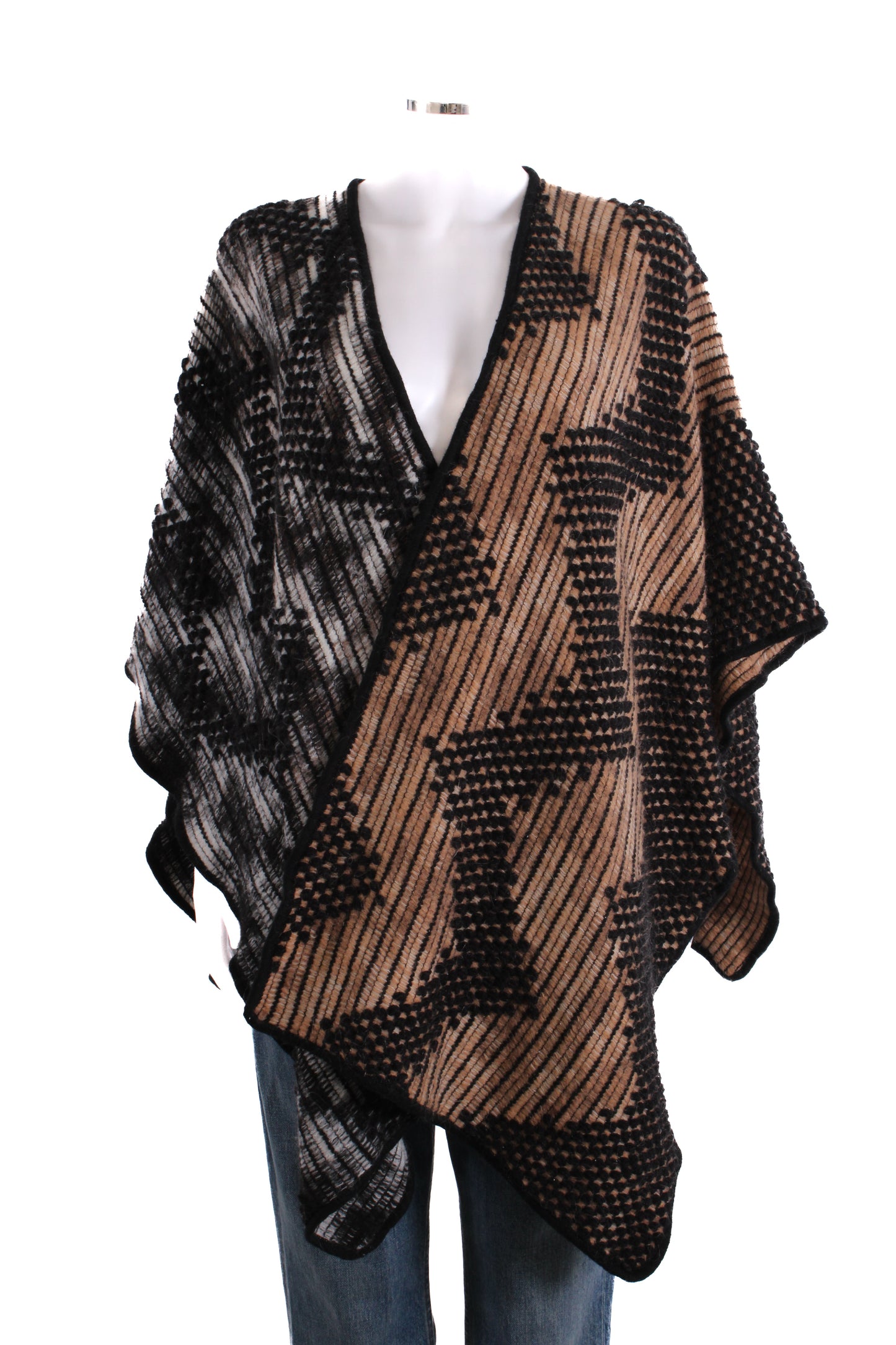 Missoni Poncho knitted brown/black patterend One Size | O/S, Black