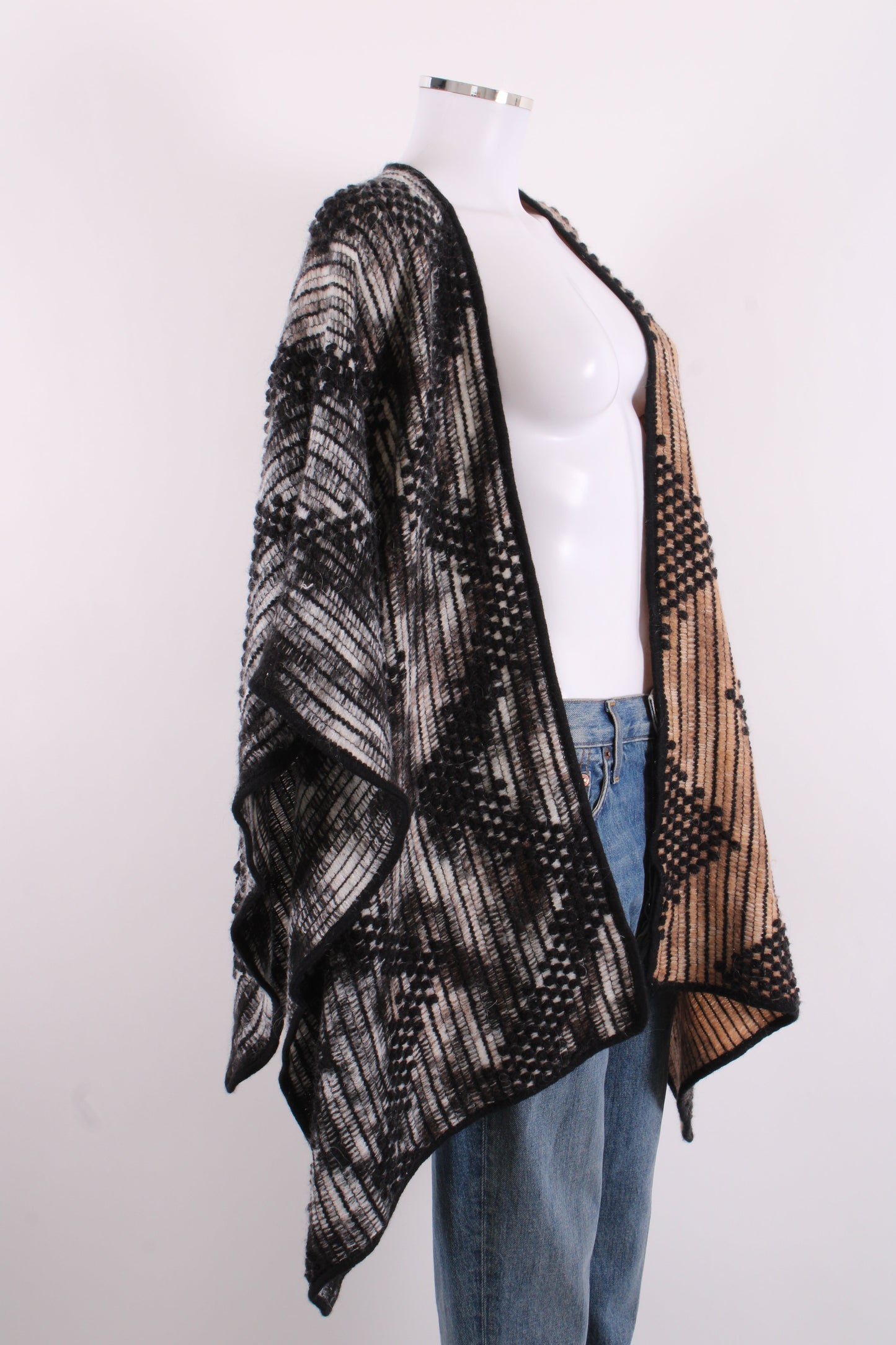 Missoni Poncho knitted brown/black patterend One Size | O/S, Black
