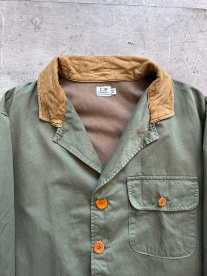 S/S1992 C.P. Company Green Suede Collar Hunting Jacket | Large, Green