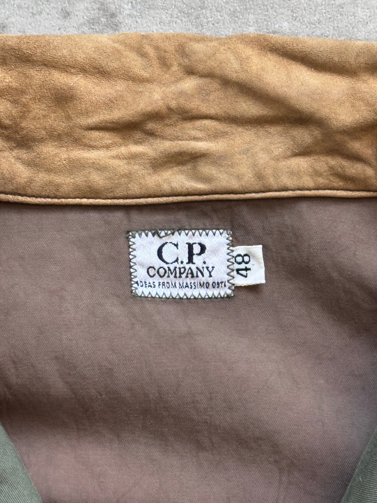 S/S1992 C.P. Company Green Suede Collar Hunting Jacket | Large, Green