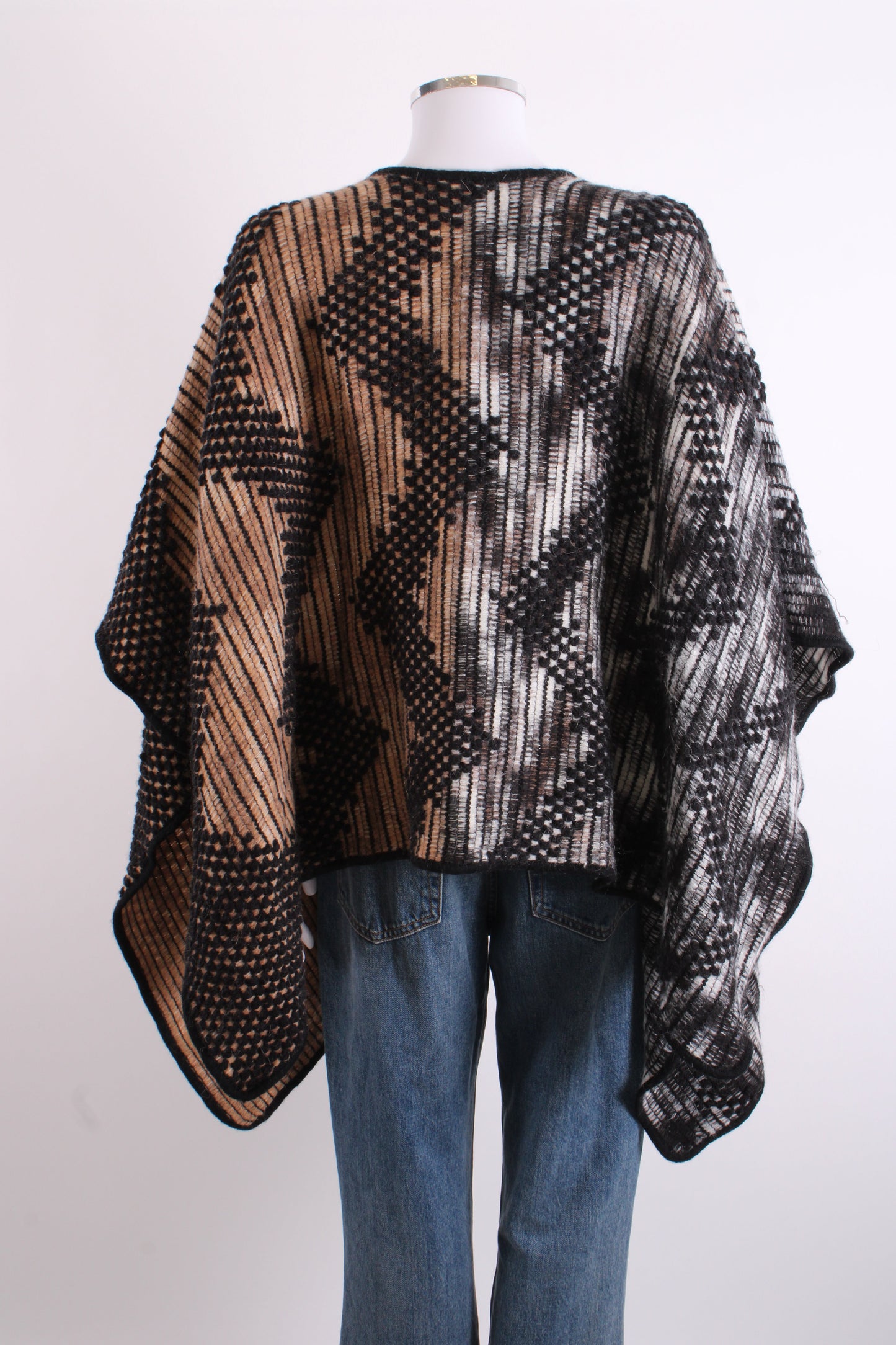 Missoni Poncho knitted brown/black patterend One Size | O/S, Black