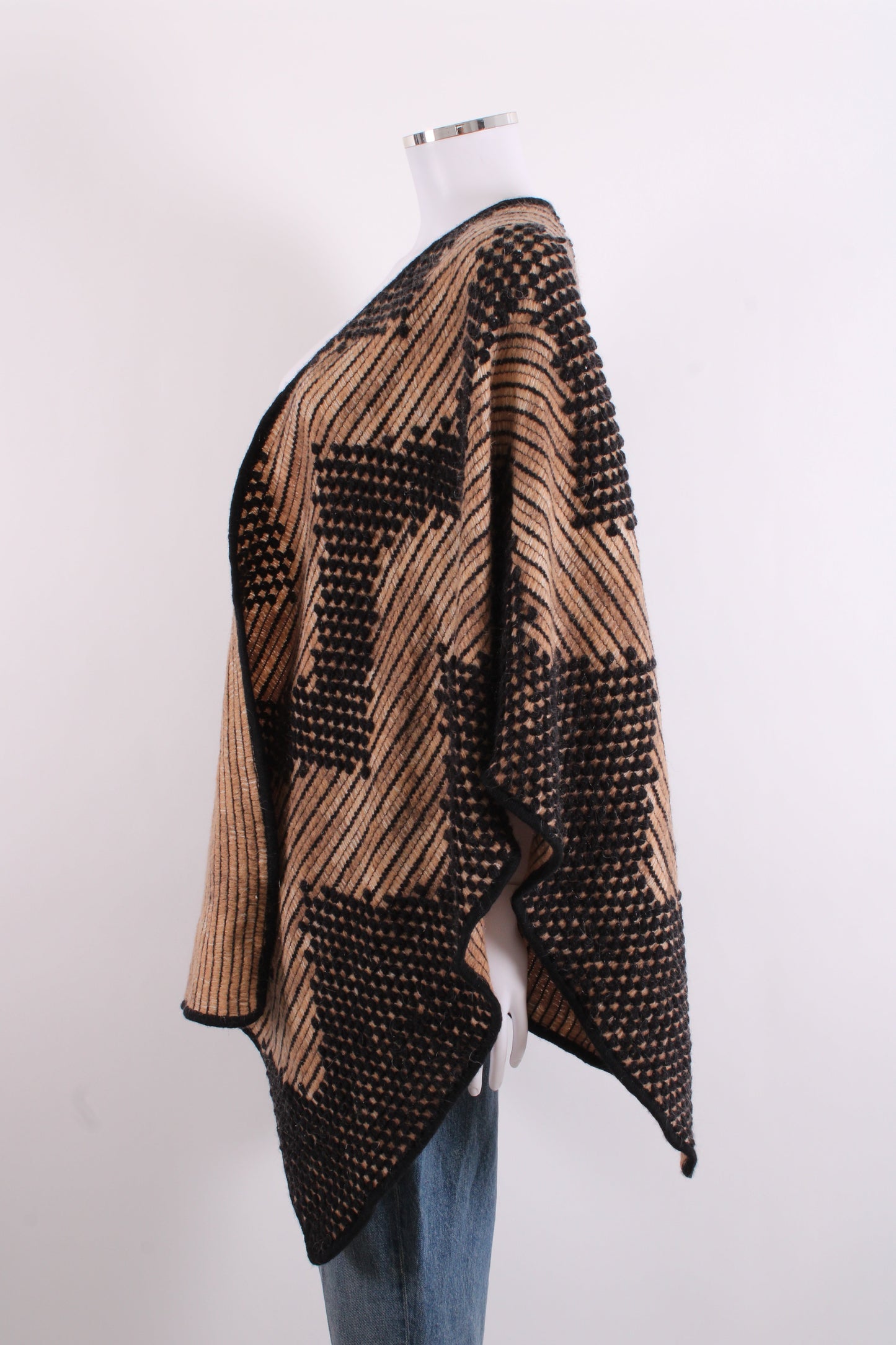 Missoni Poncho knitted brown/black patterend One Size | O/S, Black