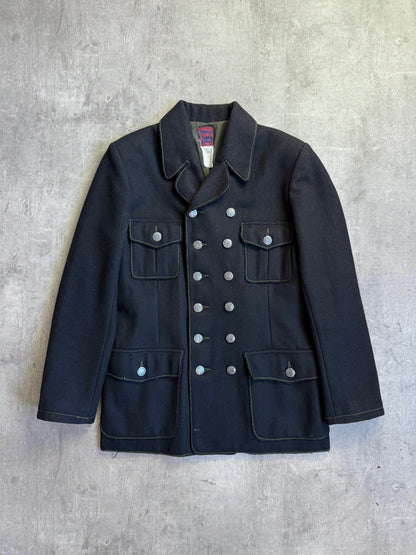 1990 Gaultier Jeans Contrast Stitch Military Style Wool Jacket | Small, Navy