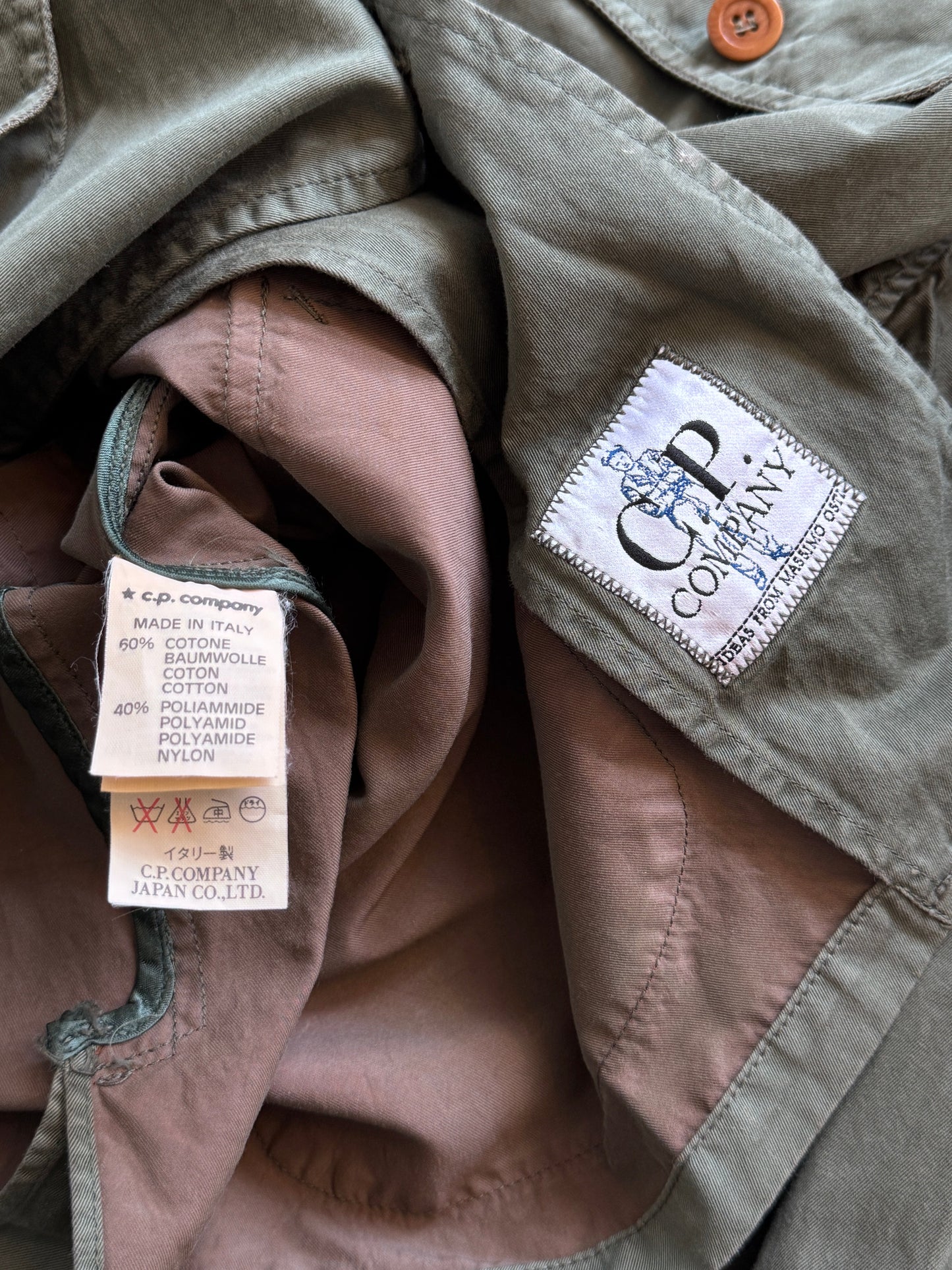S/S1992 C.P. Company Green Suede Collar Hunting Jacket | Large, Green