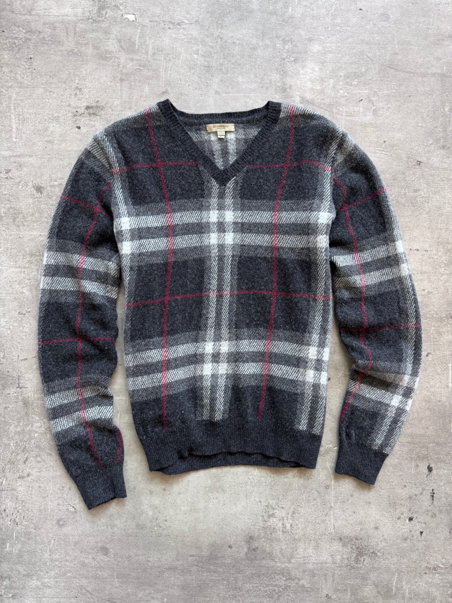 Burberry Black Nova Check Cashmere Knit Sweater | Medium, Black