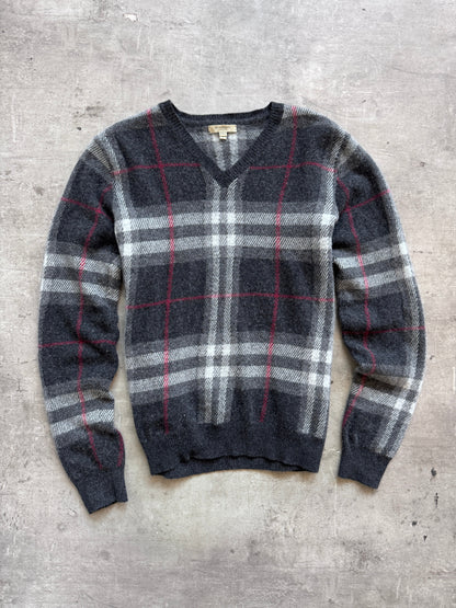 Burberry Black Nova Check Cashmere Knit Sweater | Medium, Black