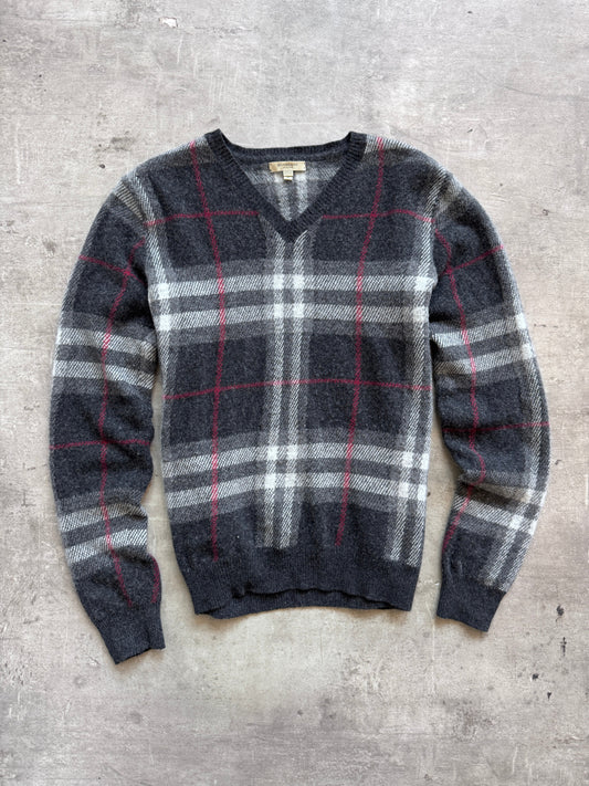 Burberry Black Nova Check Cashmere Knit Sweater | Medium, Black