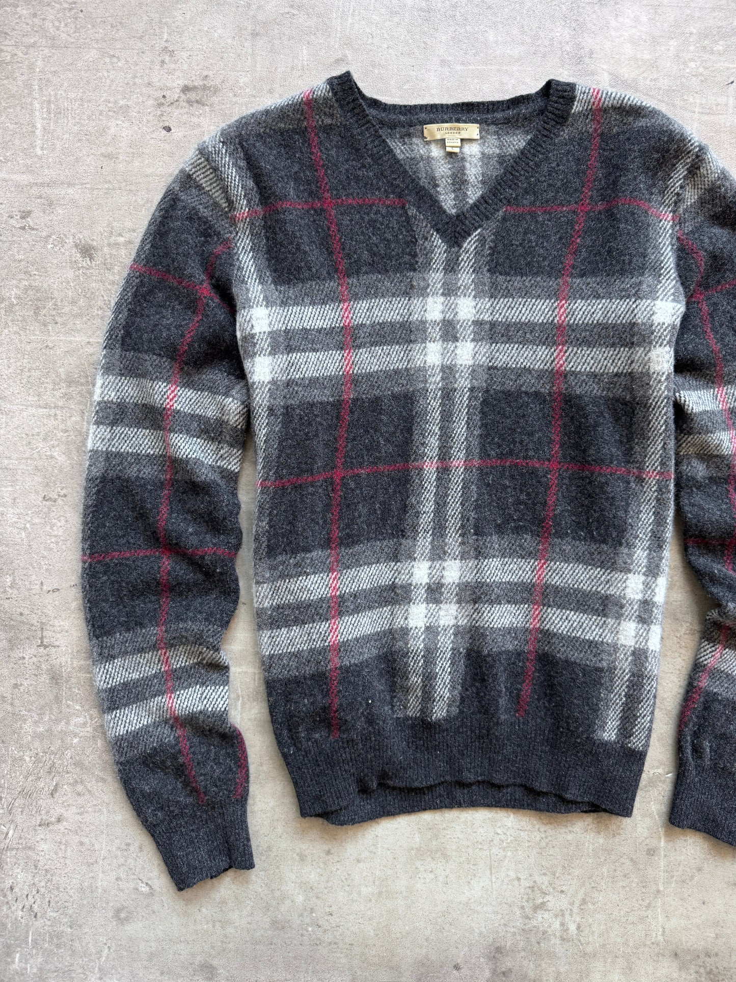 Burberry Black Nova Check Cashmere Knit Sweater | Medium, Black