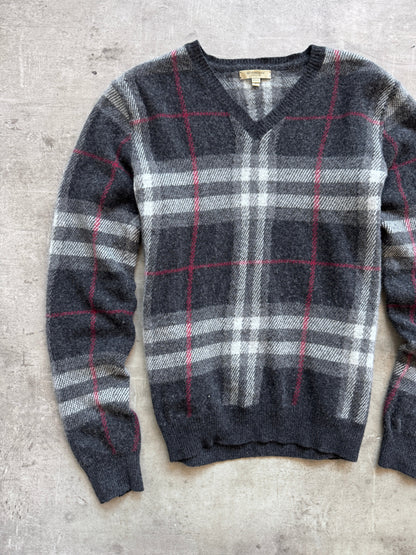 Burberry Black Nova Check Cashmere Knit Sweater | Medium, Black