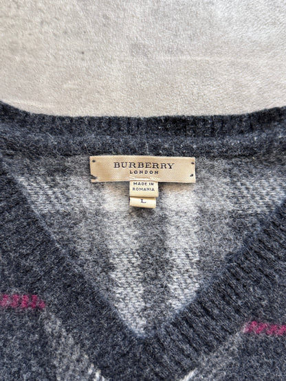 Burberry Black Nova Check Cashmere Knit Sweater | Medium, Black