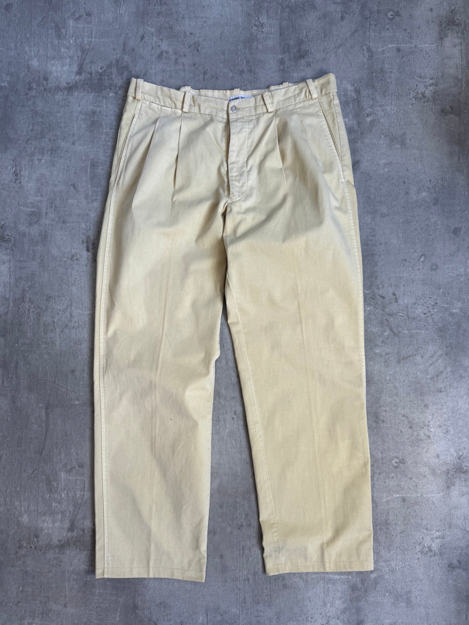 1990s Stone Island Pleated Beige Relaxed Trousers