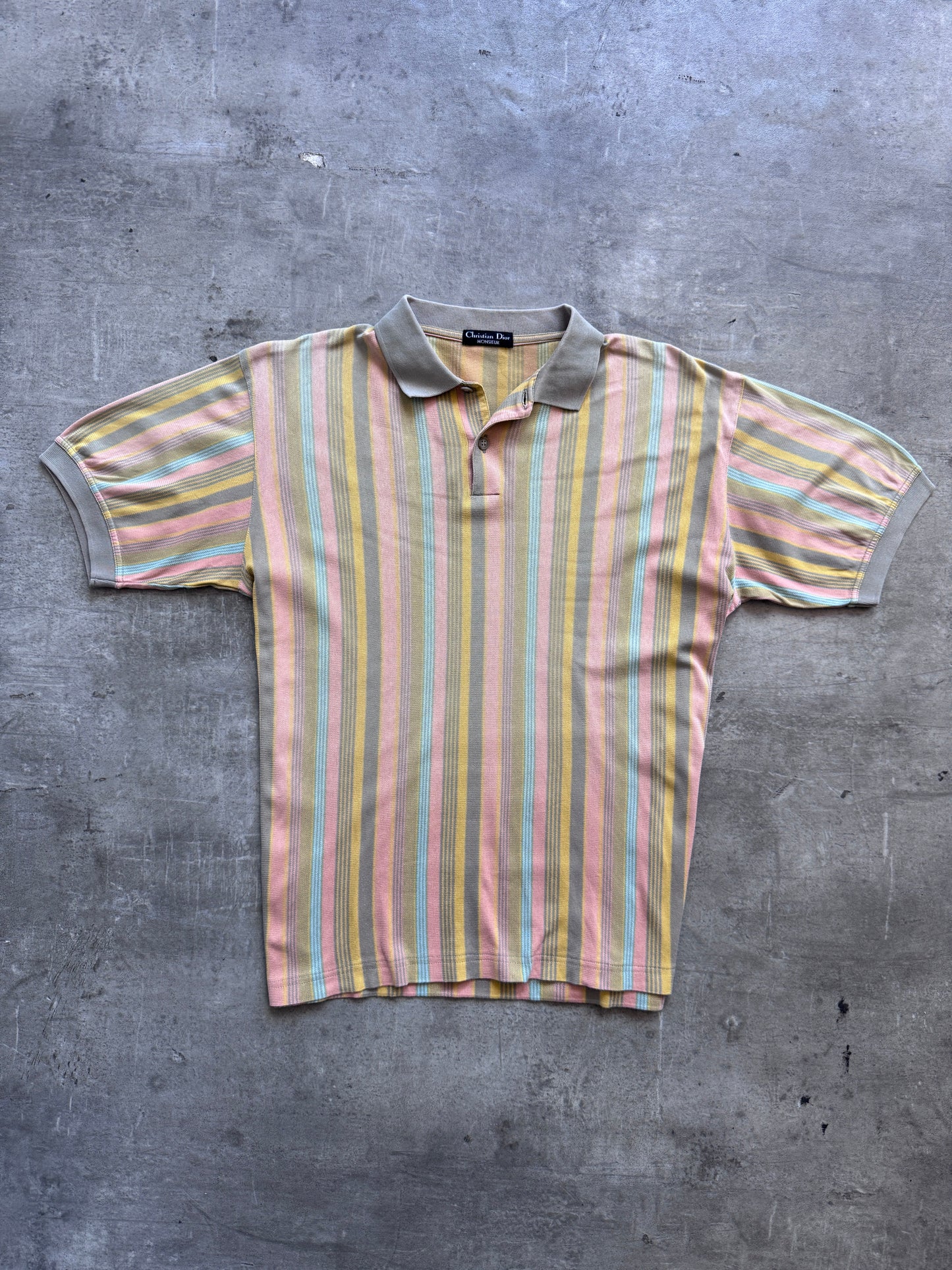 Christian Dior Pastel Stripe SS Polo Shirt | Medium, Pastel Multicolor