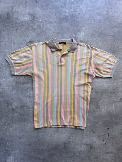 Christian Dior Pastel Stripe SS Polo Shirt | Medium, Pastel Multicolor