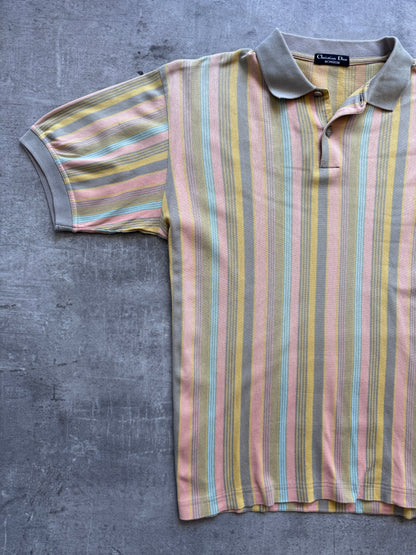 Christian Dior Pastel Stripe SS Polo Shirt | Medium, Pastel Multicolor