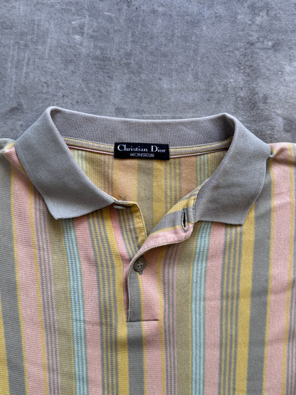 Christian Dior Pastel Stripe SS Polo Shirt | Medium, Pastel Multicolor