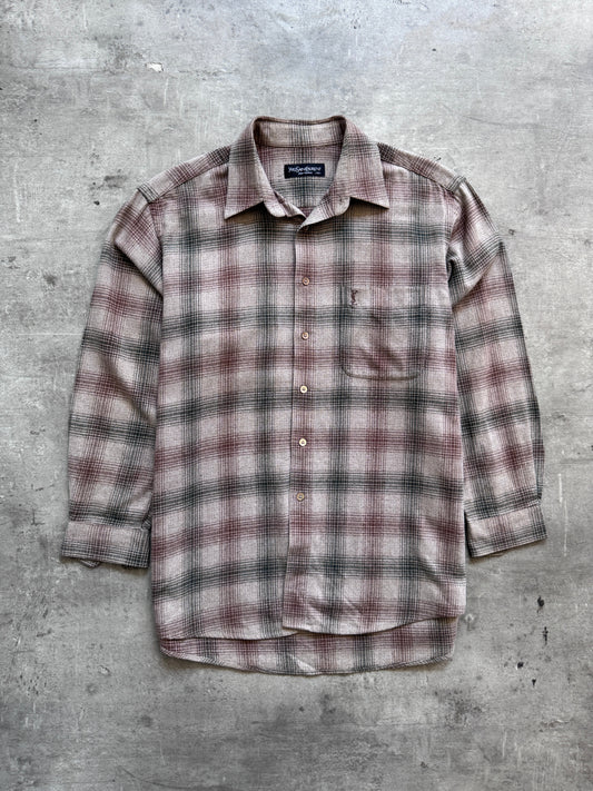Yves Saint Laurent Brown Wool Blend Textured Overshirt | Extra Large, Brown