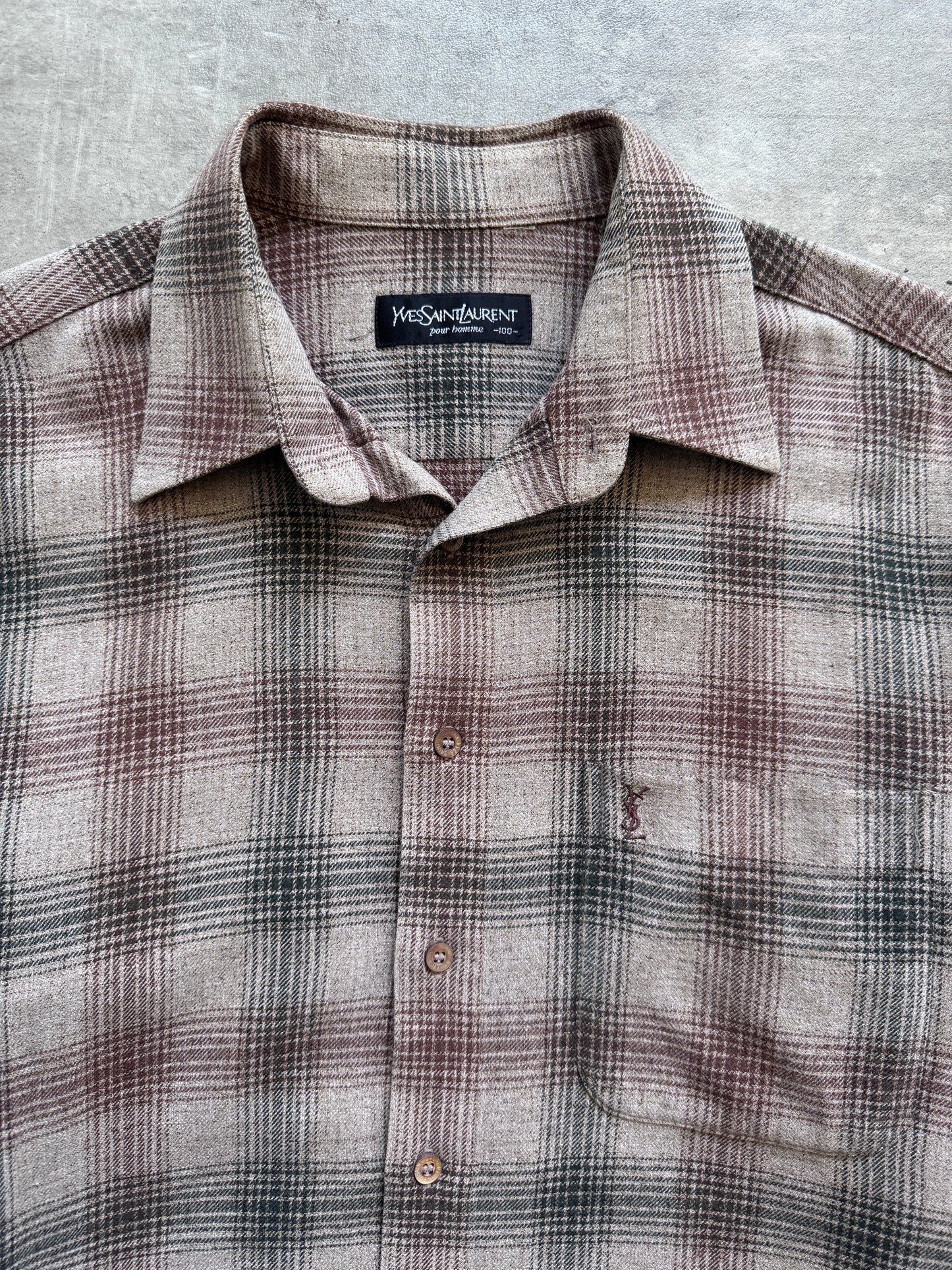 Yves Saint Laurent Brown Wool Blend Textured Overshirt | Extra Large, Brown