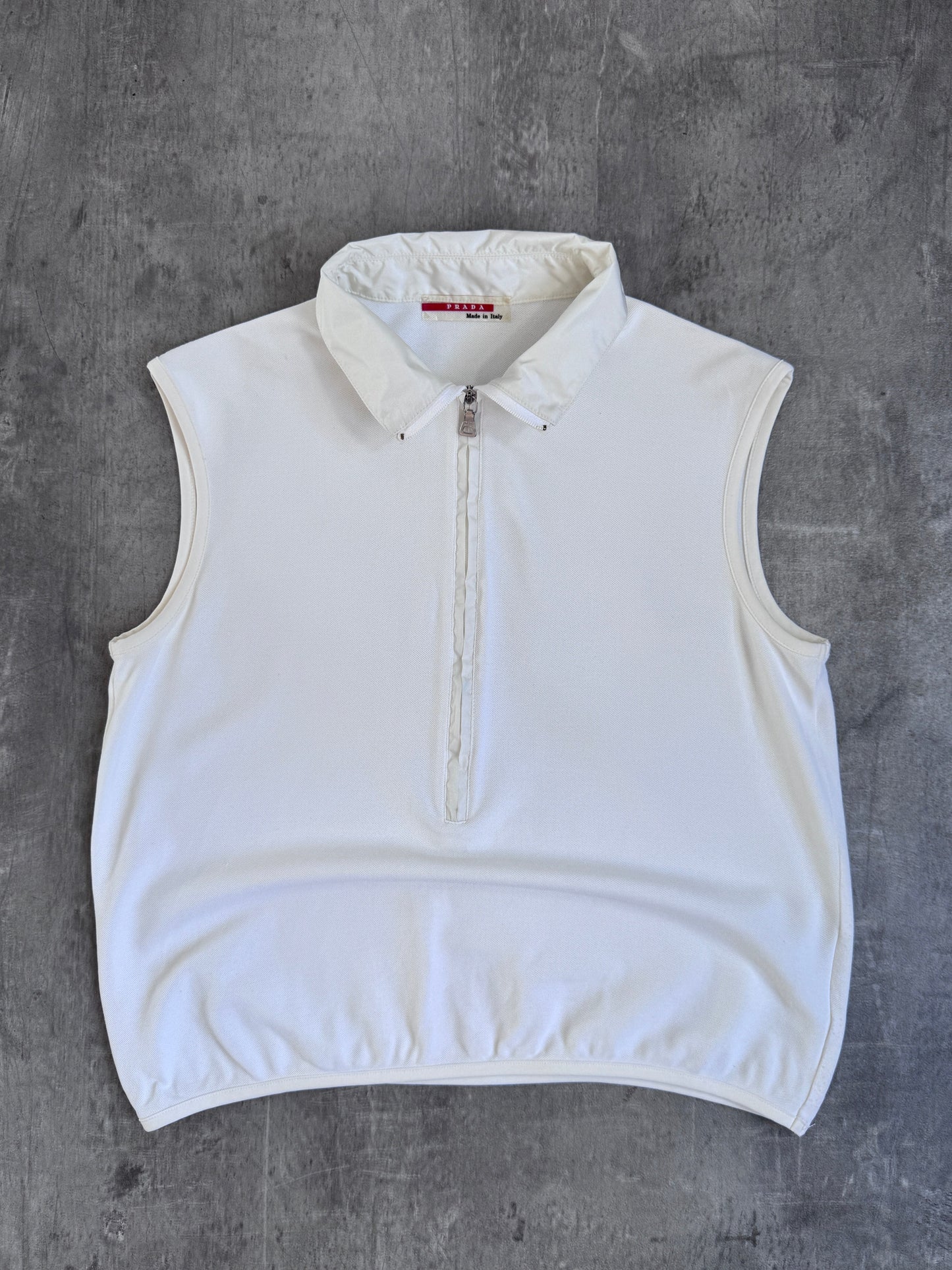 Prada Half Zip White Polo Vest