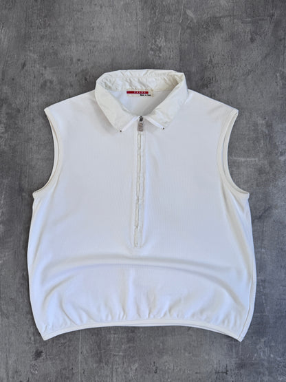 Prada Half Zip White Polo Vest