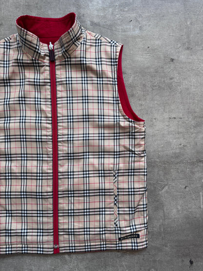 Burberry Classic Nova Check Reversible Gilet | Small, Nova Check Beige/Red
