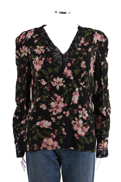 Erdem Floral Blouse Black/ Pink 16 | O/S, Black