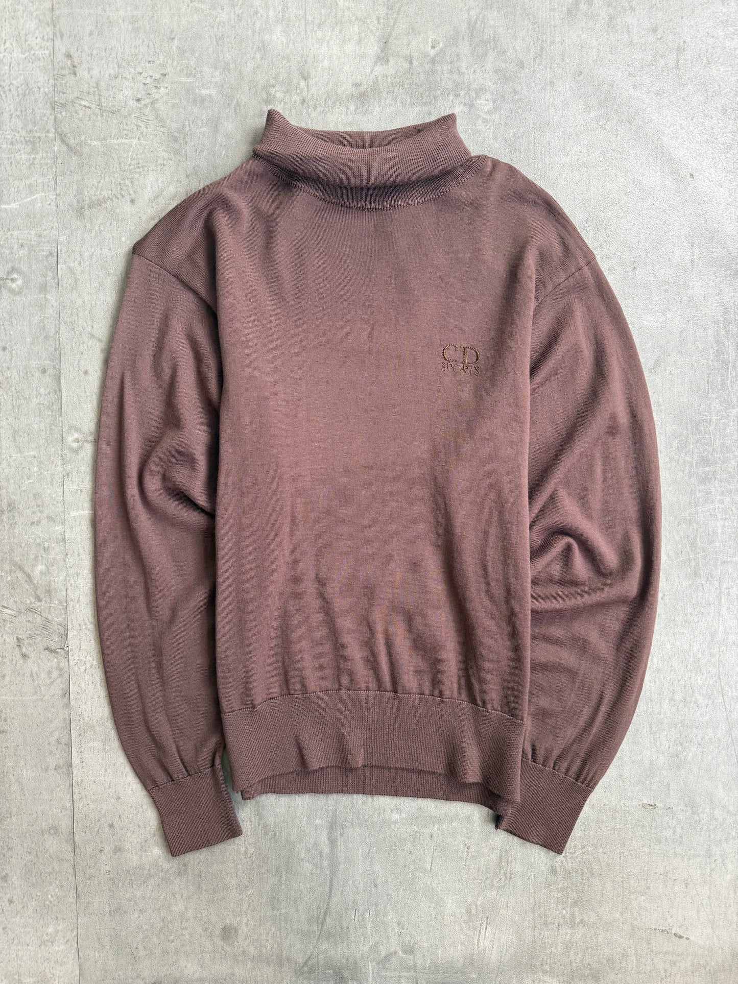 Christian Dior Fine Merino Wool Brown Roll Neck Jumper